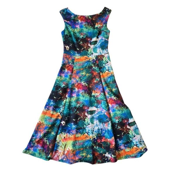 Betsey Johnson Fit & Flare Dress Women 2 Tie Dye Back Zip Party/Cocktail Stretch - Picture 1 of 7